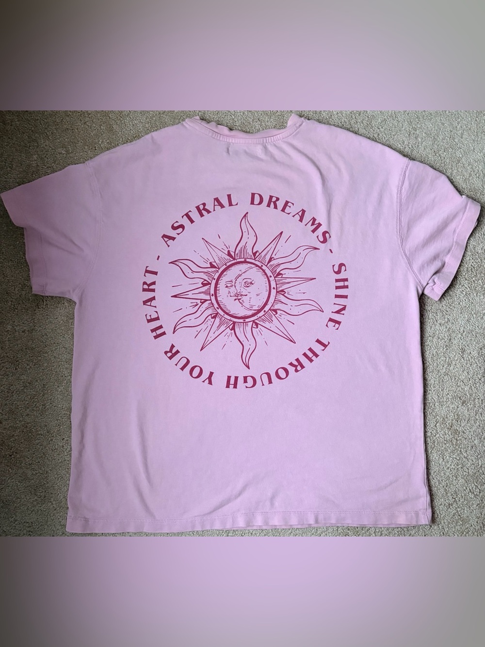 Pull&Bear Celestial Graphic T-Shirt | Women’s Small | Light Pinky/Purple